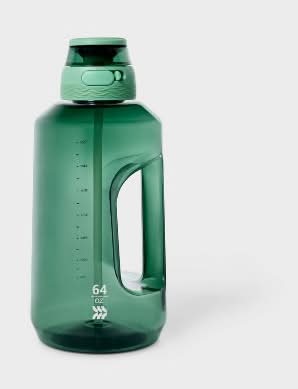 All In Motion Tritan Beverage Plastic Water Bottle With Silicone Lid 64 oz, Soft Green