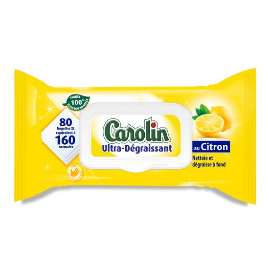Carolin - Lingettes ultra-dégraissantes au citron xl (80 pièces)