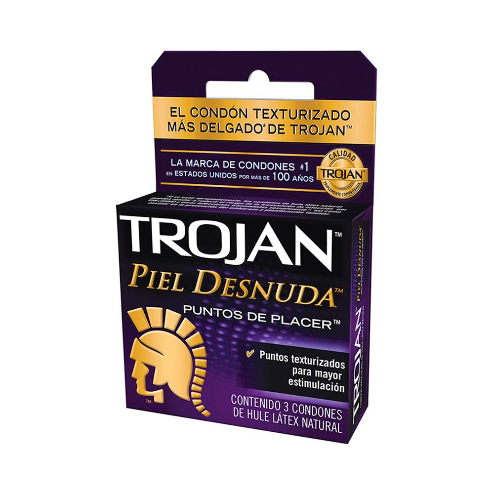Trojan condones texturizados piel desnuda (3 piezas)