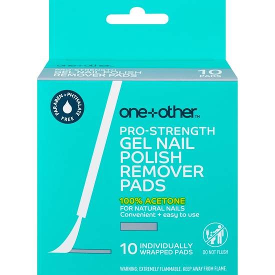 one+other Pro Strength 100% Acetone Gel Nail Polish Remover Pads, 10CT