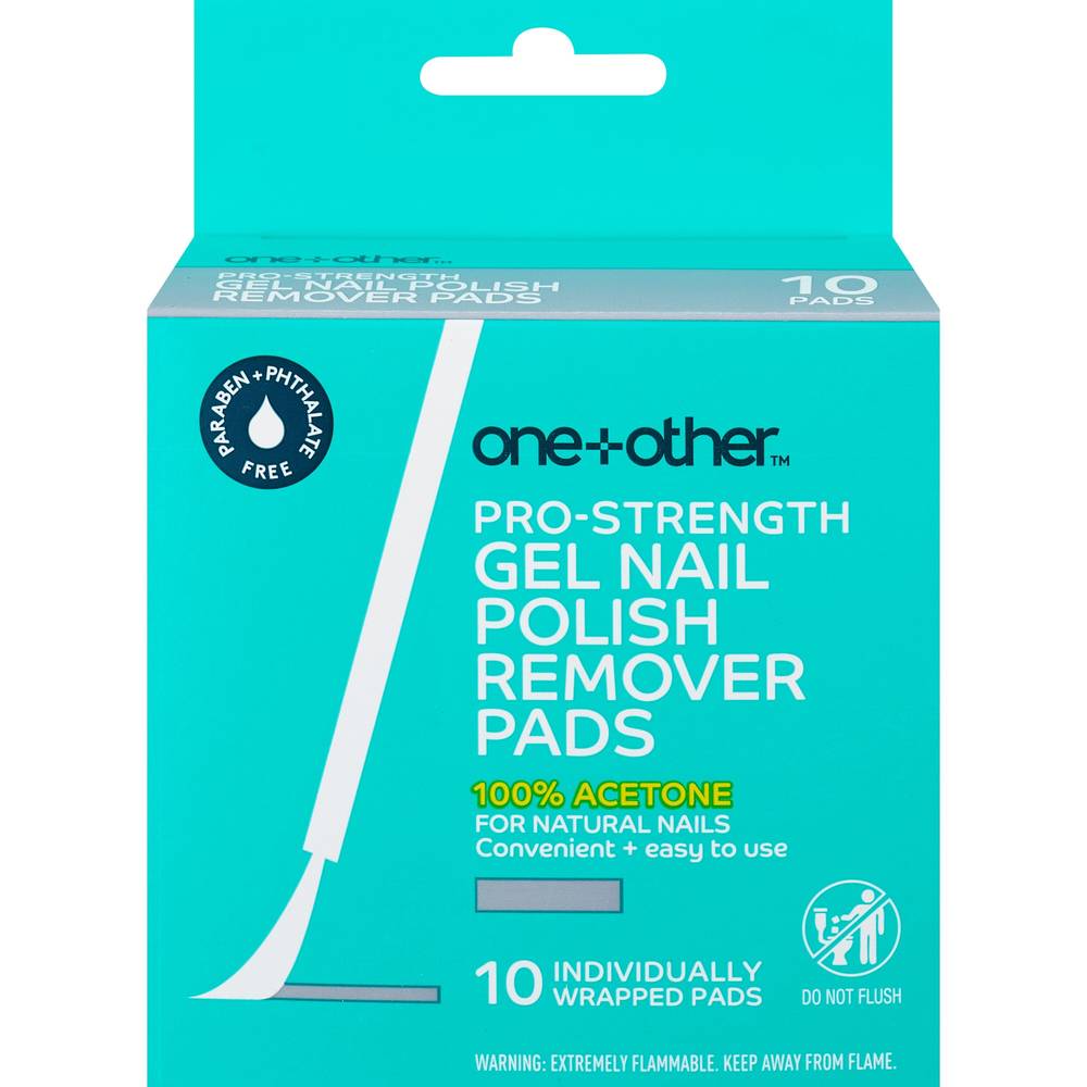 One+Other Pro Strength 100% Acetone Gel Nail Polish Remover Pads, 10Ct