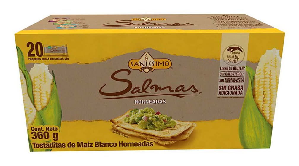 Saníssimo · Salmas tostaditas de maíz horneadas (20 x 3 un)