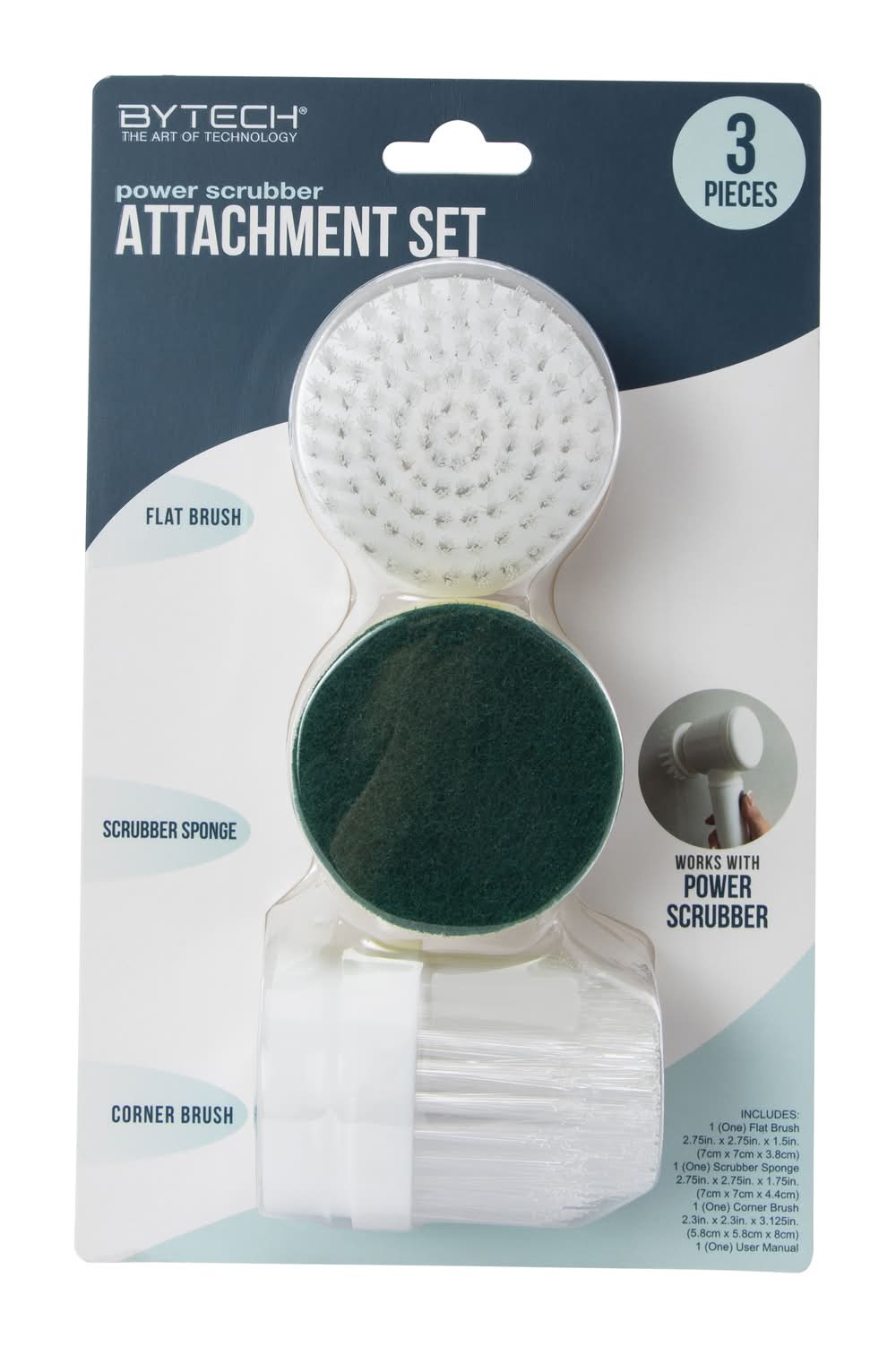 Power Scrubber Brush Attachment Heads 3-Piece Set White