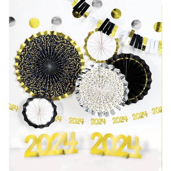 Black, Silver Gold Graduation 2024 Room Decorating Kit, 10pc