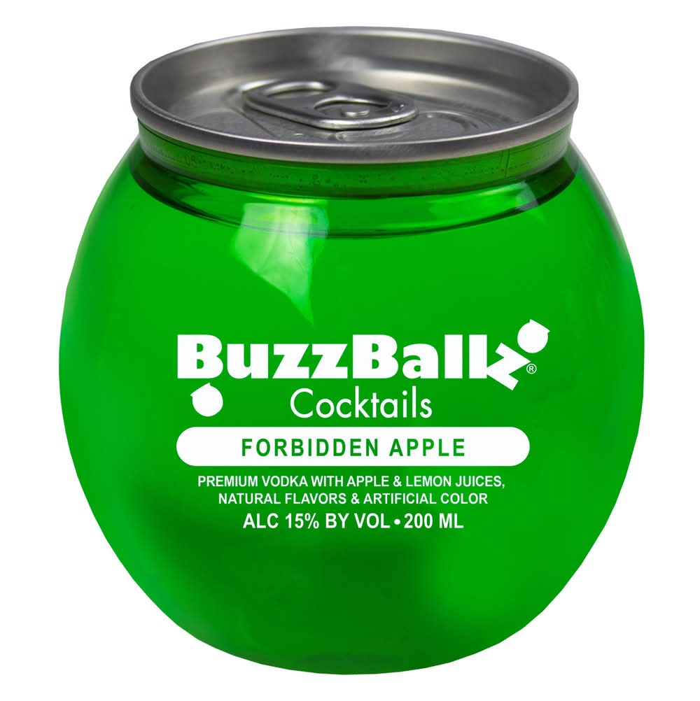 BuzzBallz Ready To Drink Flavored Cocktails, Forbidden Apple (200 ml)