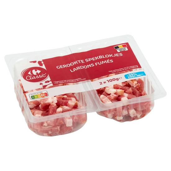 Carrefour Classic' Lardons Fumés - 25% Sel 2 x 100 g