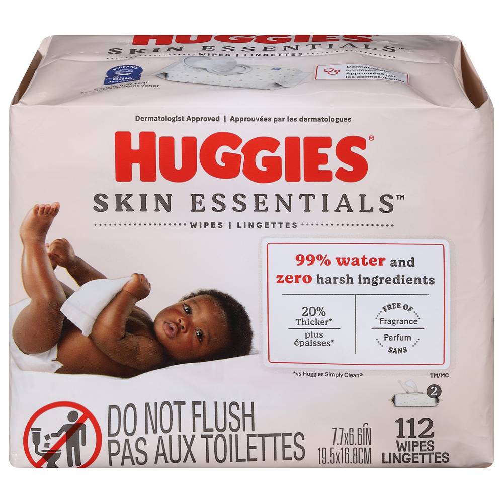 Huggies Skin Essentials Baby Wipes, 7.7x6.6in (112 ct)