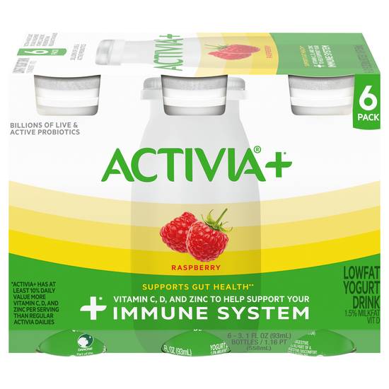 Activia 1.5% Lowfat Raspberry Immune System Yogurt Drink (6 ct, 3.1 floz)