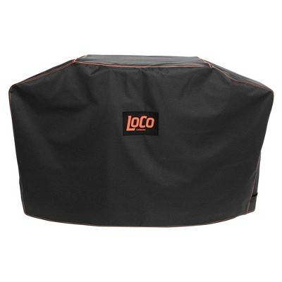 Loco Cookers 26 Inch Universal Grill Cover with SmartTemp, Zippered Back, Ventilation Pockets, and Cart for Patio, Lawn, and Garden, Black