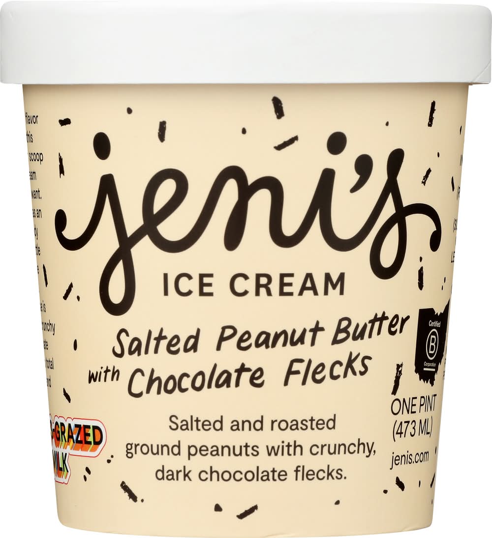 Jeni's Salted Flecks Ice Cream, Peanut Butter-Chocolate (473 ml)