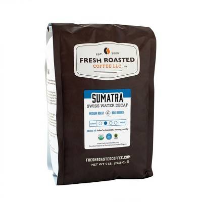 Fresh Roasted Coffee, Organic Sumatran Decaf, Medium Roast Whole Bean - 5lb