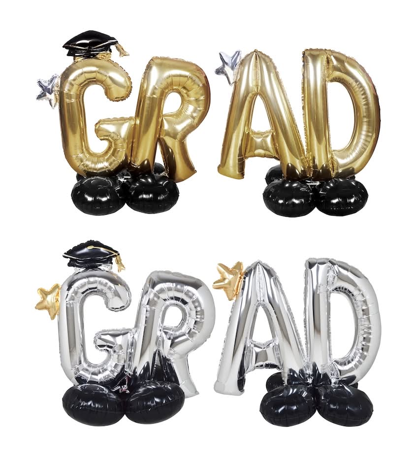 Seasonal Collection Graduation Decorative Balloons, Assorted Colors, 2-pc Pack.