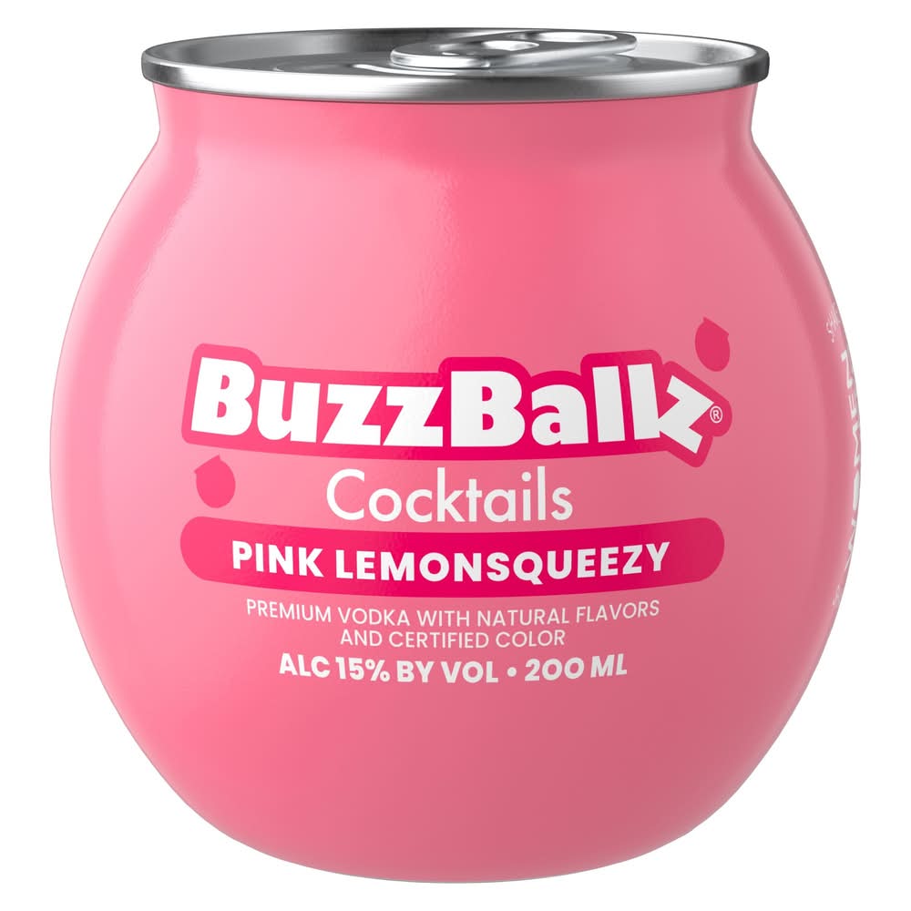 BuzzBallz Premium Vodka Ready To Drink Cocktails, Pink Lemonsqueezy (200 ml)