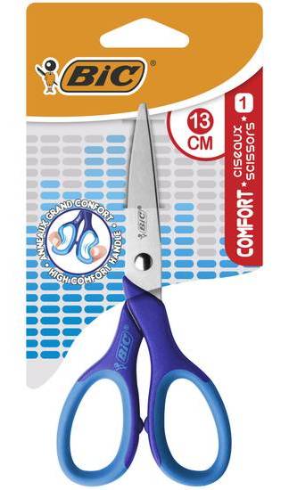 Bic comfort classic ciseaux enfants pour droitier 13 cm - corps rose ou bleu (sans choix possible), blister de 1