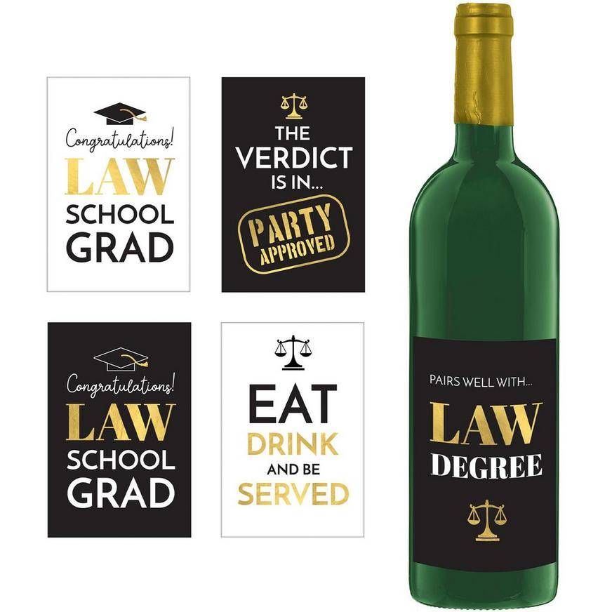 Law School Grad Bottle Labels, 5ct