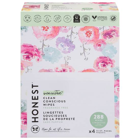 Honest Sensitive Fragrance Free Clean Conscious Wipes (4 ct)