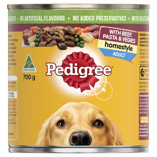 Pedigree Homestyle Beef Pasta & Vegies Adult Wet Dog Food Can 700g
