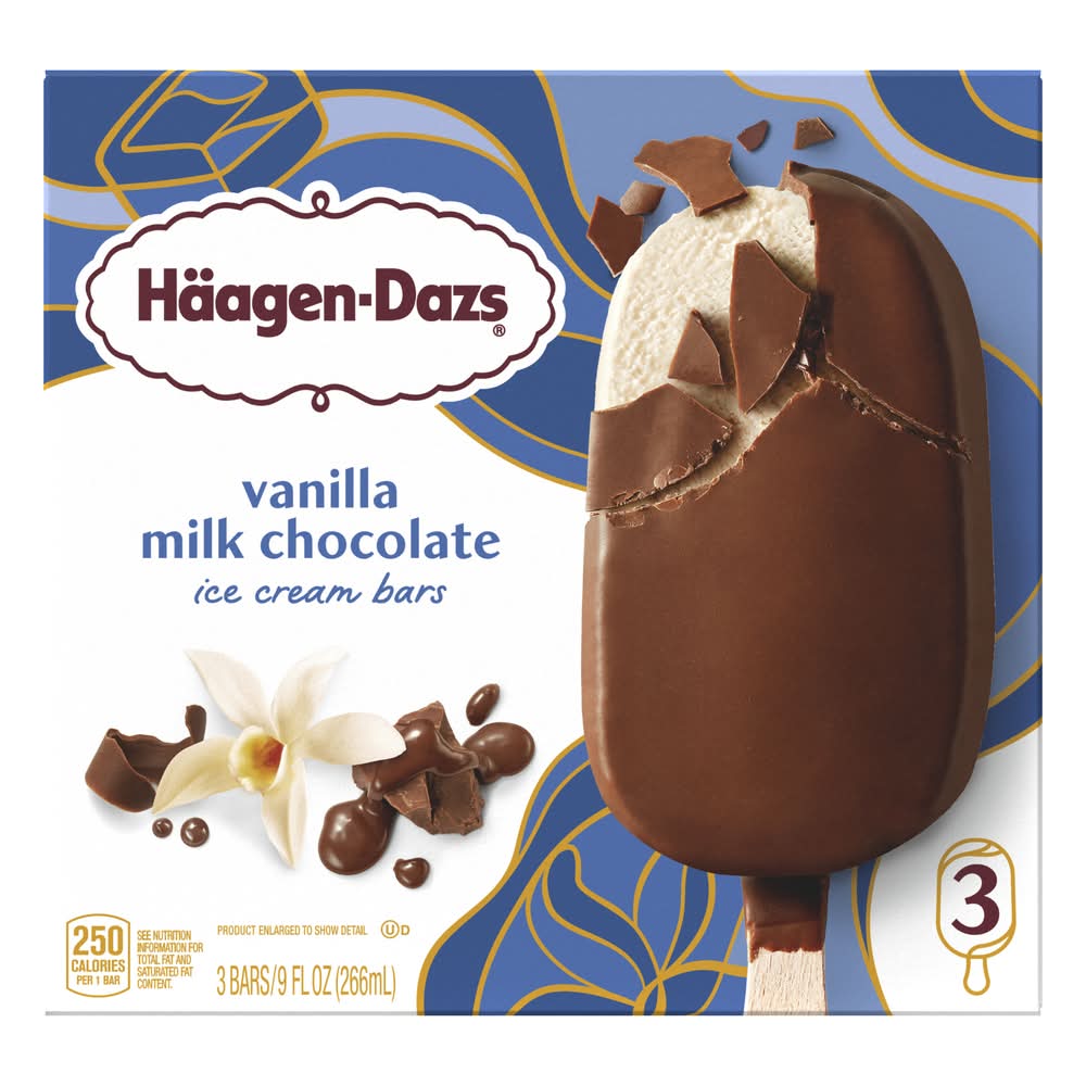 Häagen-Dazs Ice Cream Bars, Vanilla Milk Chocolate (9 fl oz, 3 ct)