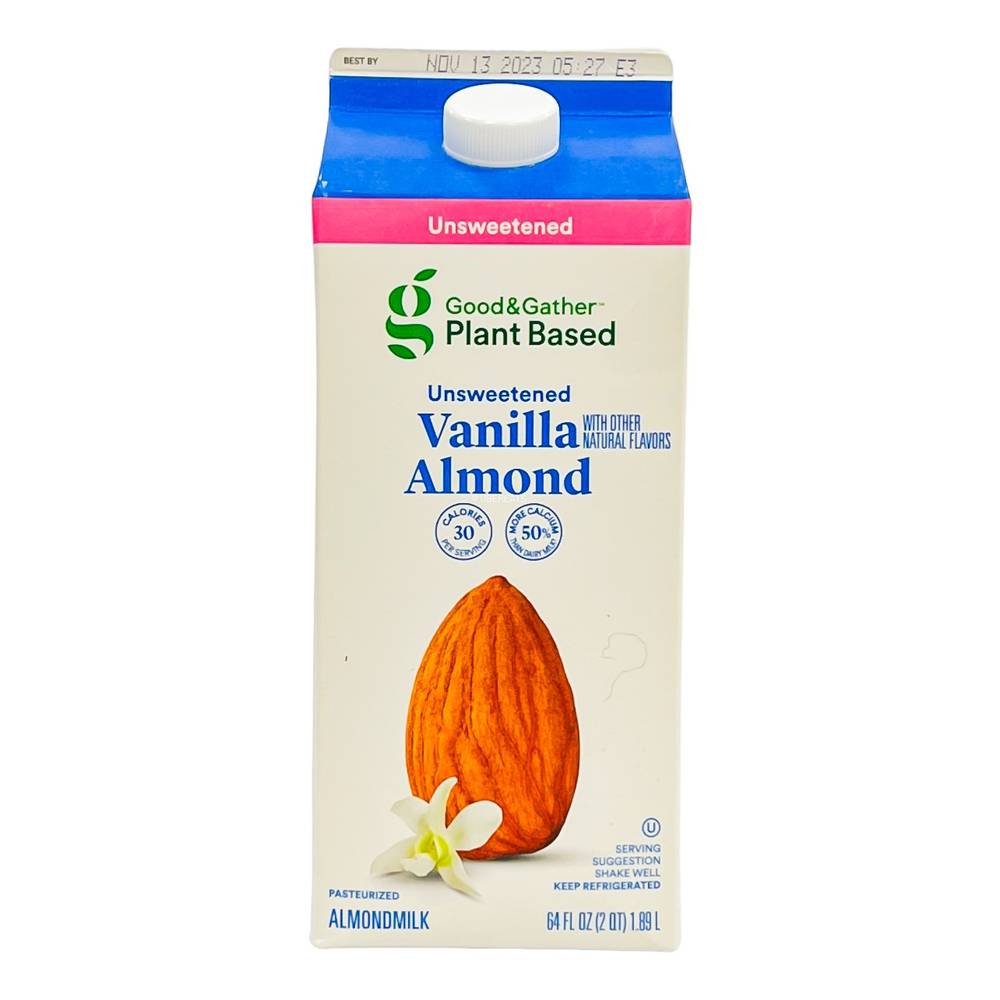 Plant Based Unsweetened Vanilla Almond Milk - 0.5gal - Good & Gather™