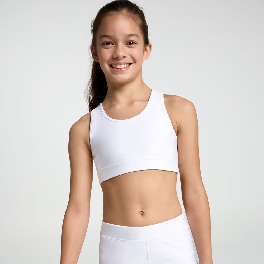 DSG Girls' Compression Bra (Pure White, L)