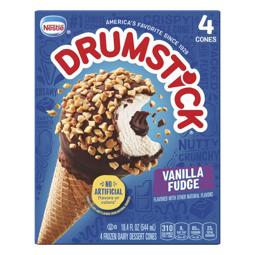 Drumstick Vanilla Fudge Dessert Cones (4 ct)
