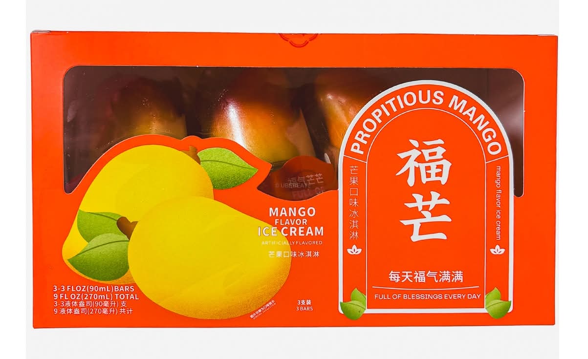 Hong Qi Fruit Flavored Ice Cream, Propitious Mango (3 x 75 g)