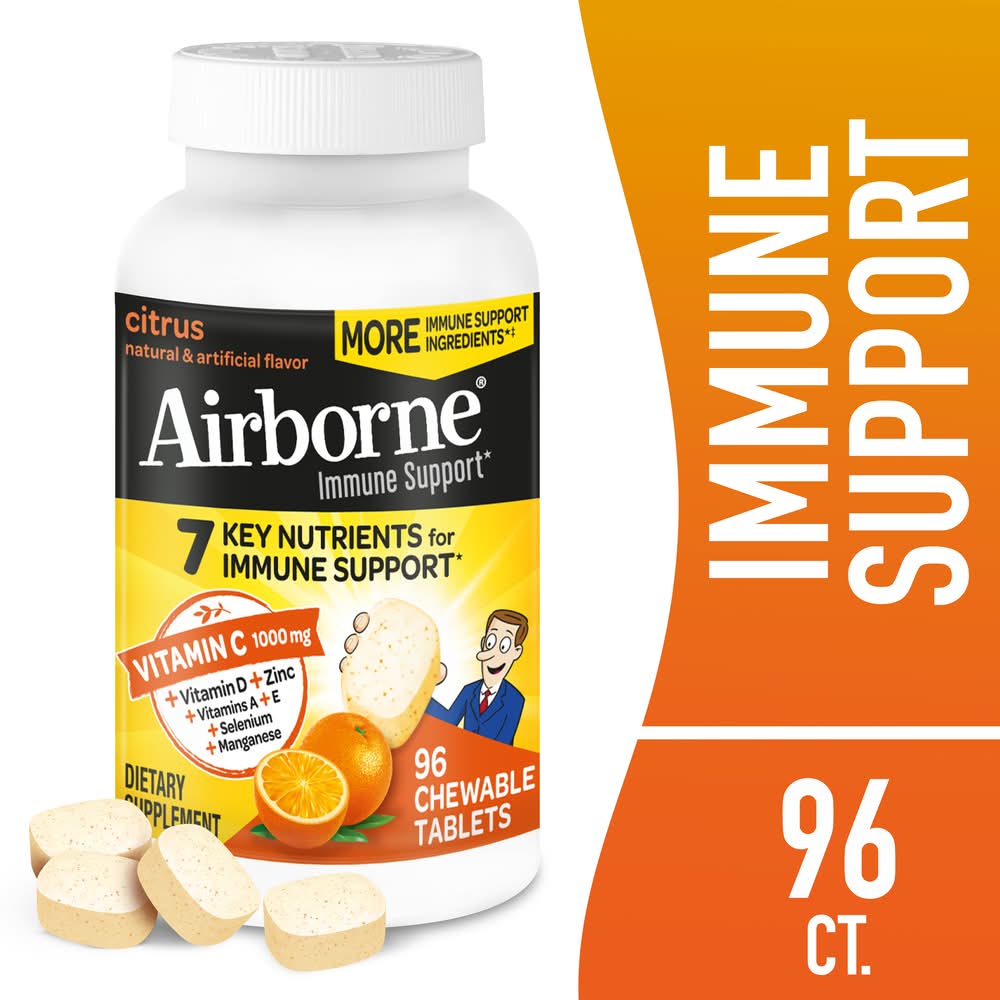 Airborne Original Citrus Immune Support Supplement Chewable Tablets (6.4 oz)