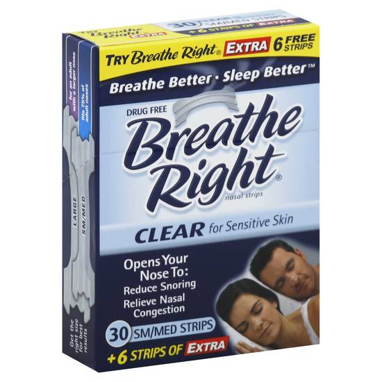 Breathe Right Clear Large Nasal Strips for Sensitive Skin- 30 ct Box