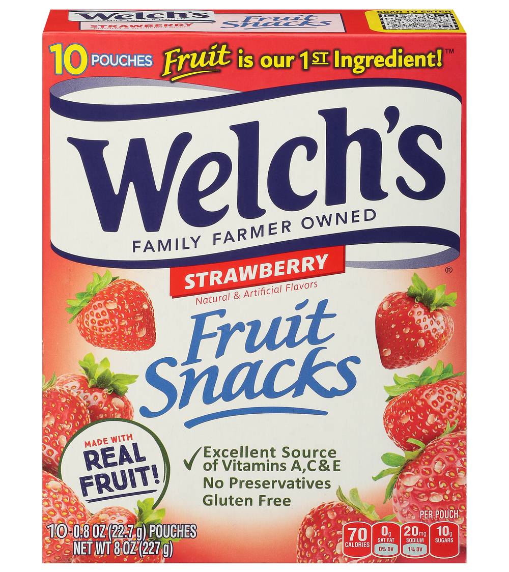 Welch's Fruit Snacks, Strawberry (0.8 oz, 10 ct)