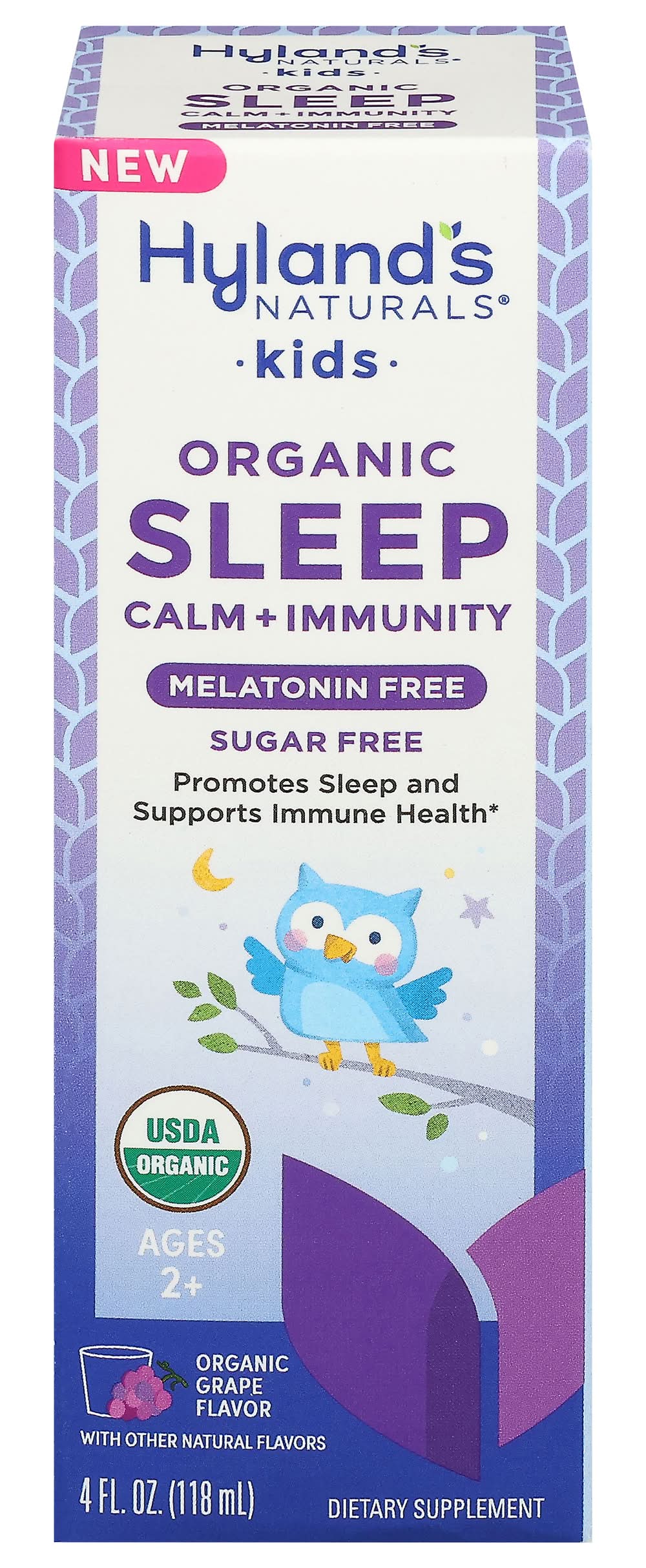 Hyland's Naturals Kids Organic Sleep Calm + Immunity Melatonin Free Liquid 2+ Years, Grape (4 fl oz)