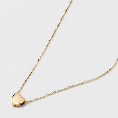 A New Day Valentine's Day 14k Gold Plated Heart Slider Pendant Necklace, Gold