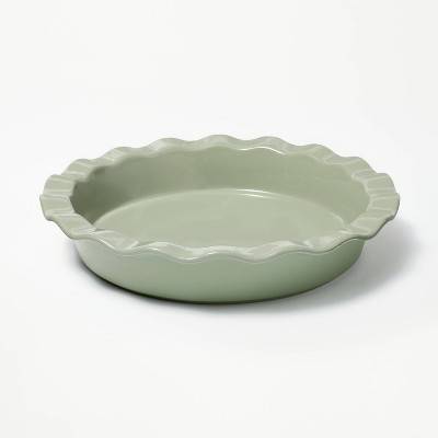 Figmint Round Stoneware Ruffle Pie Dish, 9 In, Sage Green