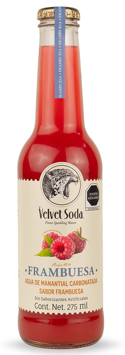 Velvet Soda · Agua de manantial carbonatada, frambuesa (275 ml)