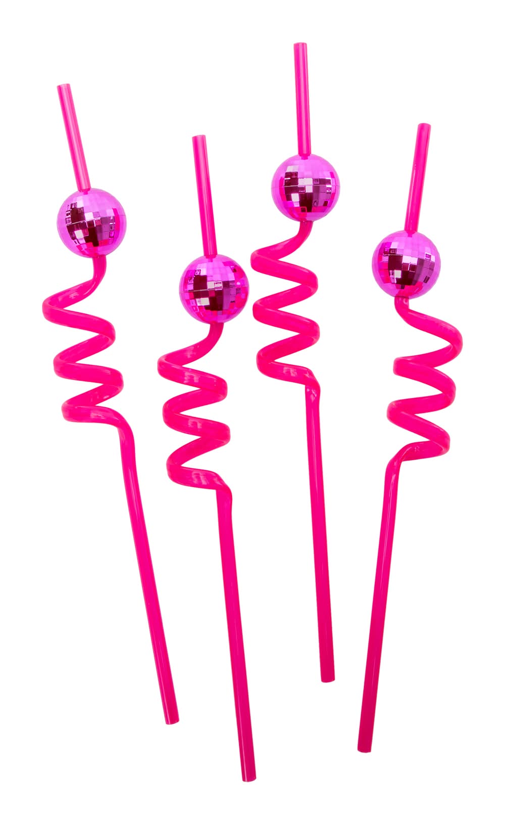 Pink Disco Plastic Straws 4-Count