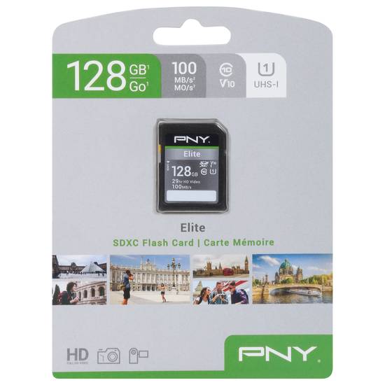 Pny 128gb Elite Class 10 U1 V10 Sdxc Flash Memory Card - 100mb/s Class 10 U1 V10 Full Hd Uhs-I Full Size Sd
