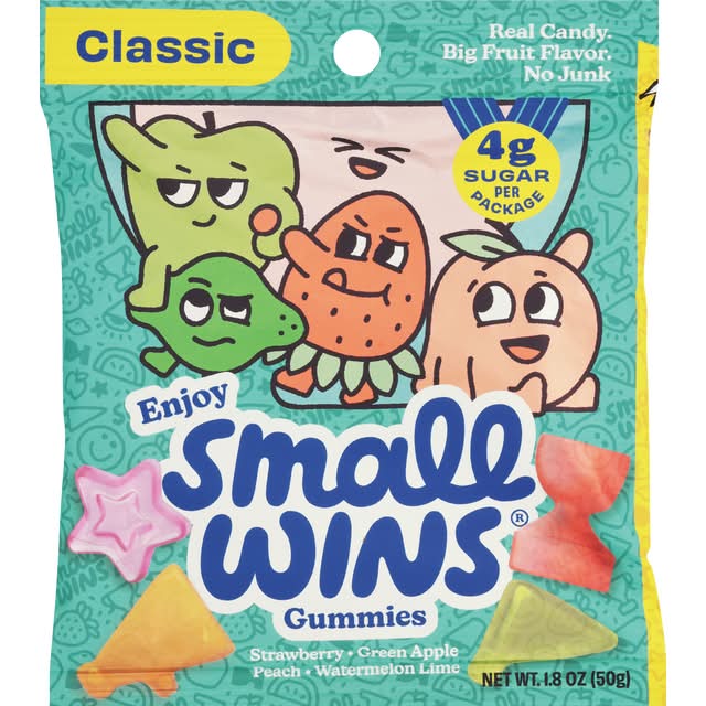 Small Wins Gummies, Strawberry-Green Apple Peach-Watermelon Lime (1.8 oz)