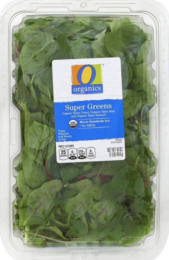 Order O Organics · Organic Super Greens Baby Spinach Chard Kale (16 oz) food online from Safeway store, Eureka on bringmethat.com