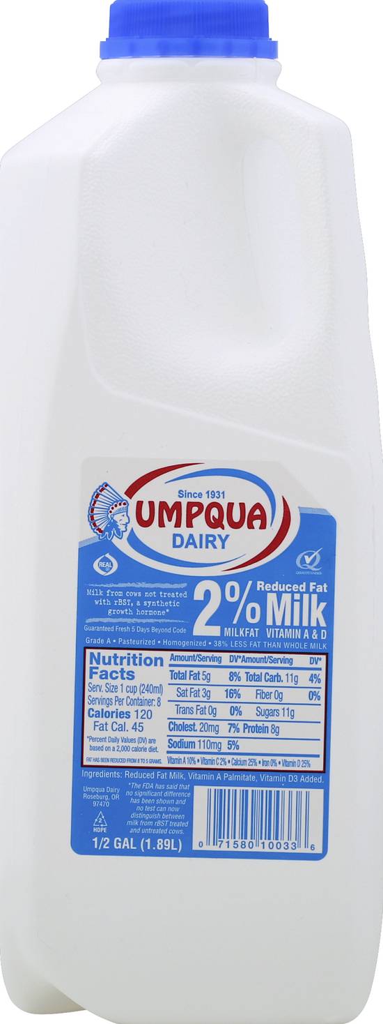 Umpqua Dairy 2% Reduced Fat Milk (1/2 gal)