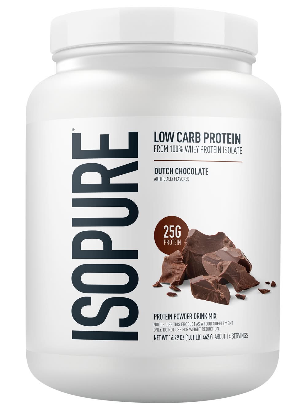 Isopure Low Carb Protein Powder Drink Mix, Dutch Chocolate (16.29 oz)
