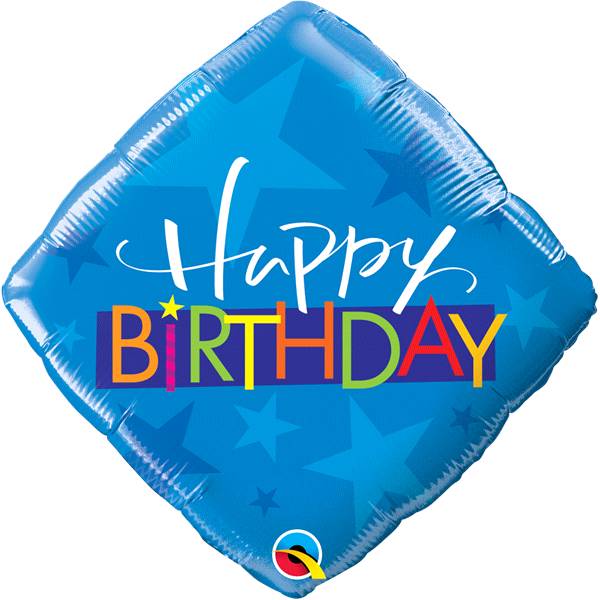 Qualatex Birthday Blue Stars Balloon 18"