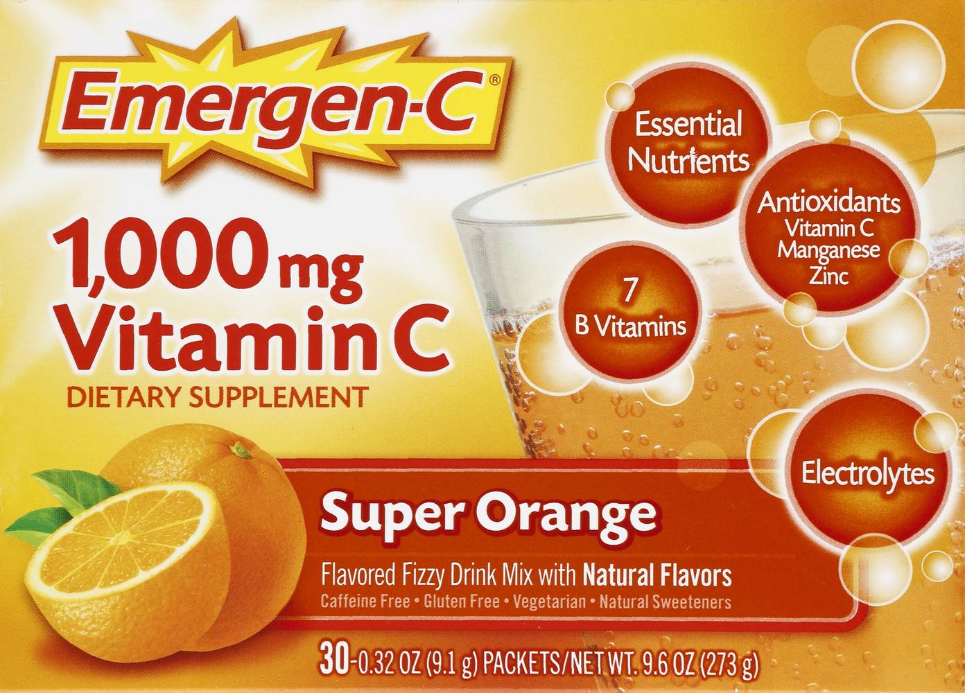 Emergen-C 1000 Mg Ornage Dietary Supplement Drink Mix (0.32 oz, 30 ct)