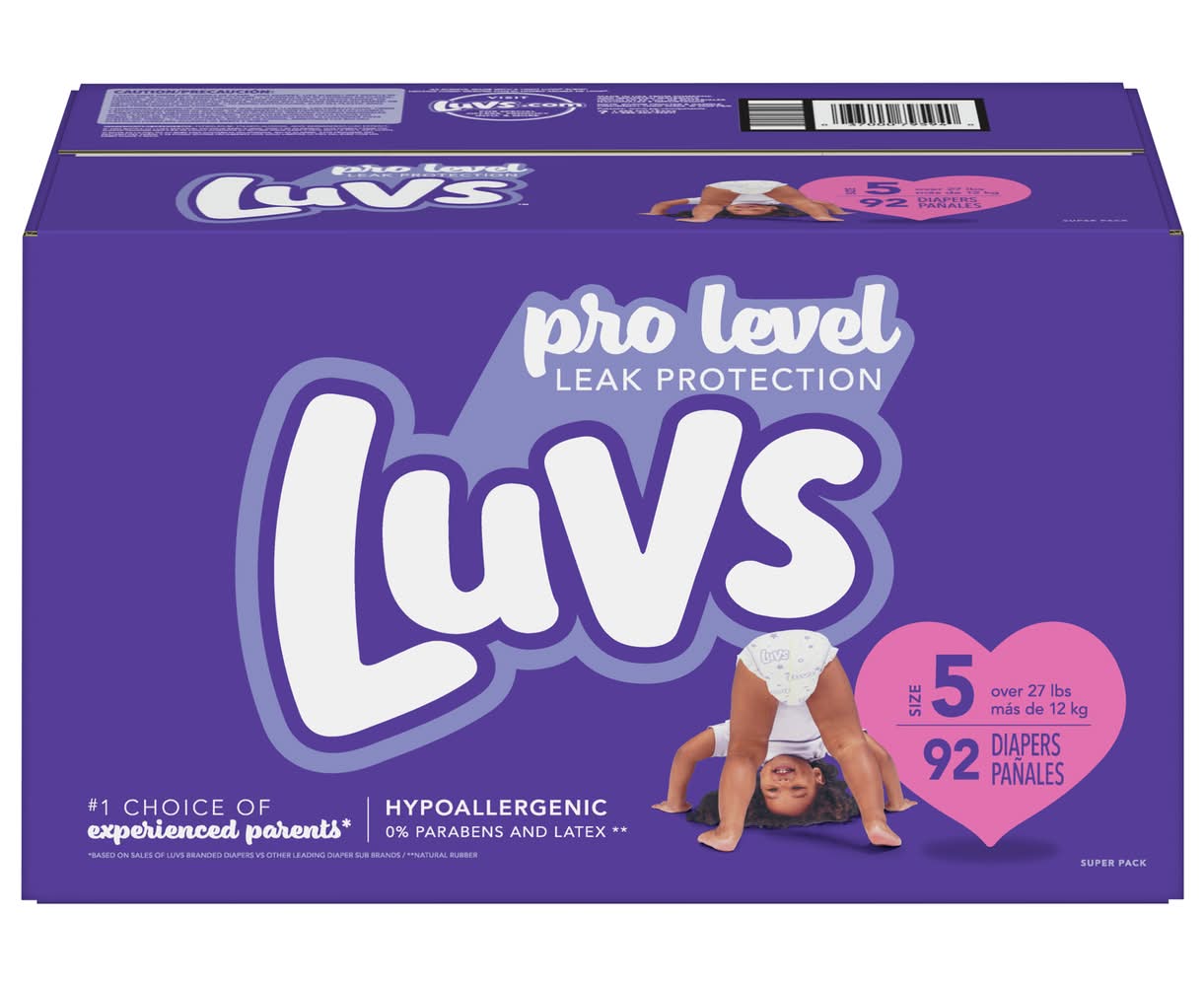 Luvs Pro Level Leak Protection Super pack Size 5 (over 27 lb) Diapers