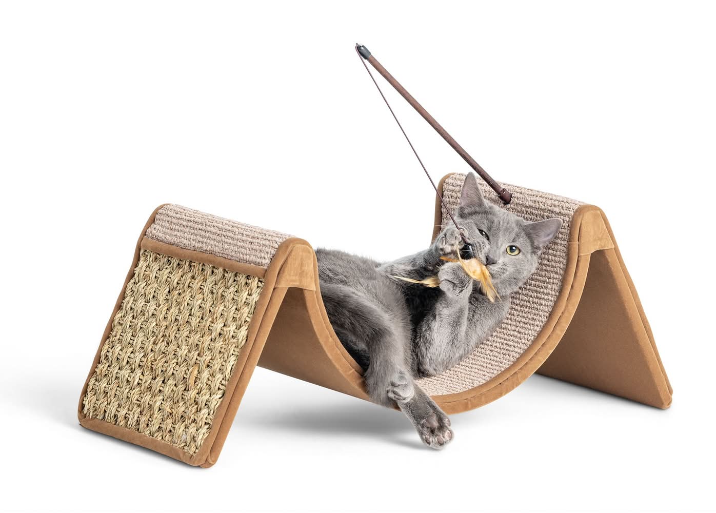 Whisker City® Scratch & Cradle - Catnip Cat Scratcher Woven Seagrass Brown, Tan 22.5x11x9.25in (Color: Brown)