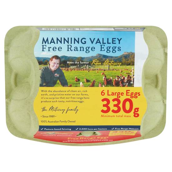 Manning Valley Free Range Eggs 6 pack 330g