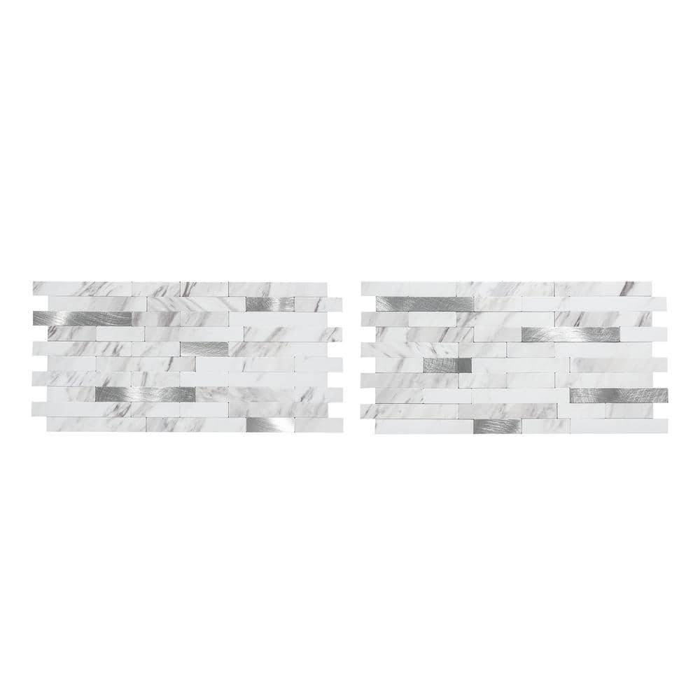 Aspect Collage 11.75 In. X 6 In. Metal And Composite Peel And Stick Backsplash In Marble Shine (2-Pack)