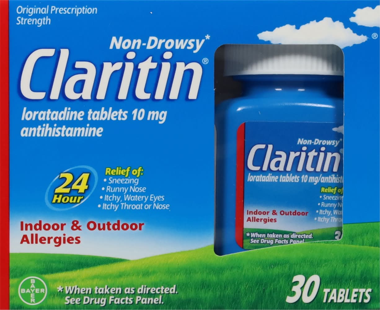 Claritin Non Drowsy Antihistamine Indoor & Outdoor Allergies Tablets (1.3 oz, 30 ct)