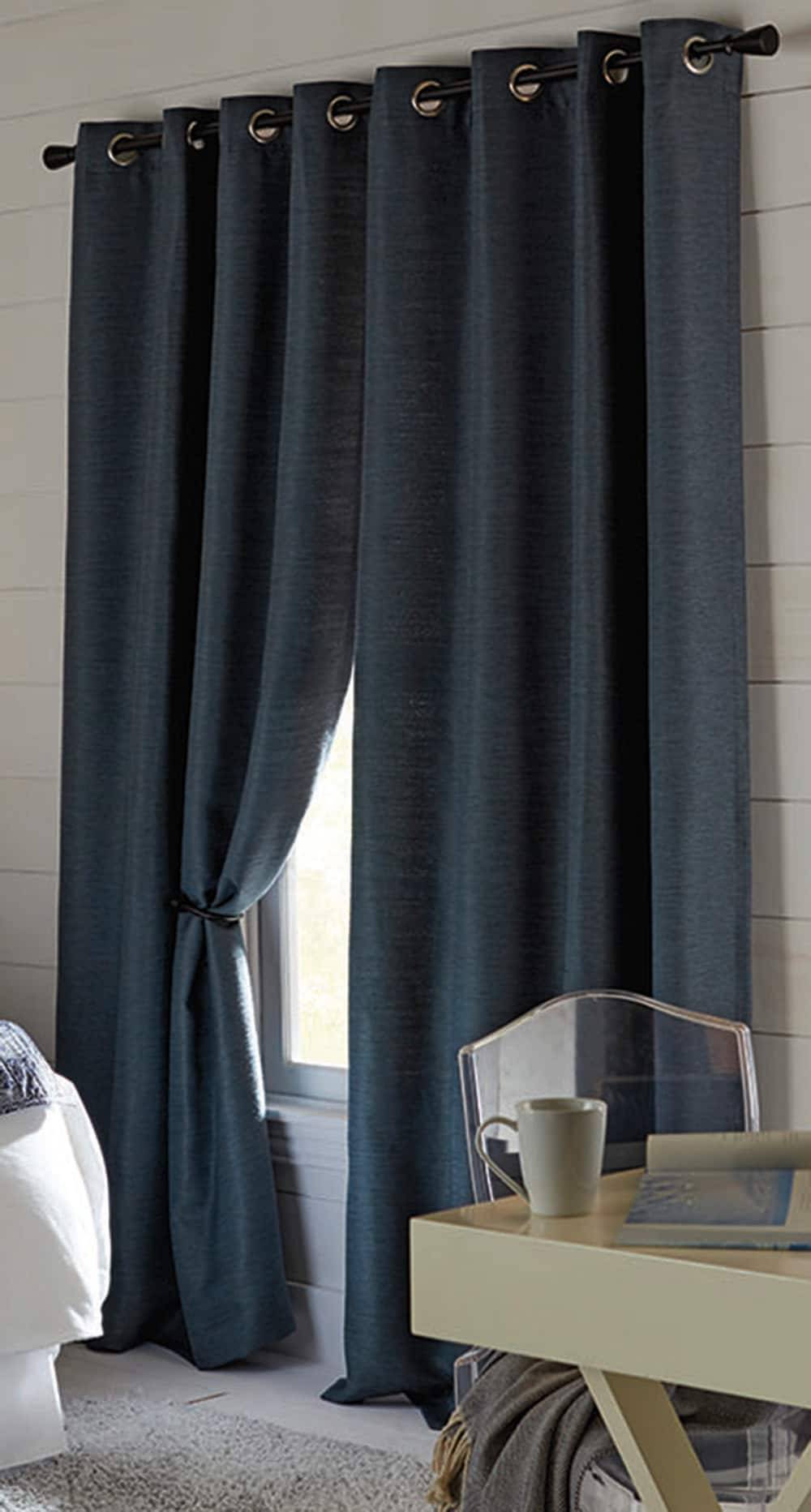 allen + roth 95-in Indigo Room darkening Thermal lined Grommet Single curtain panel | X766  .30695ZBG