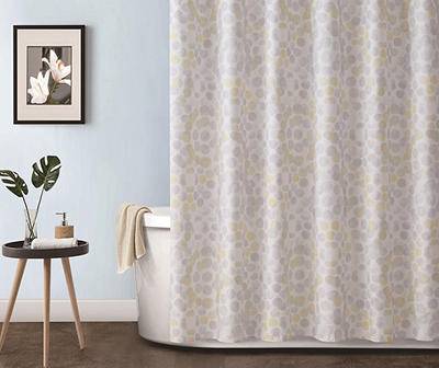 Real Living Microfiber Shower Curtain, Grey & Yellow