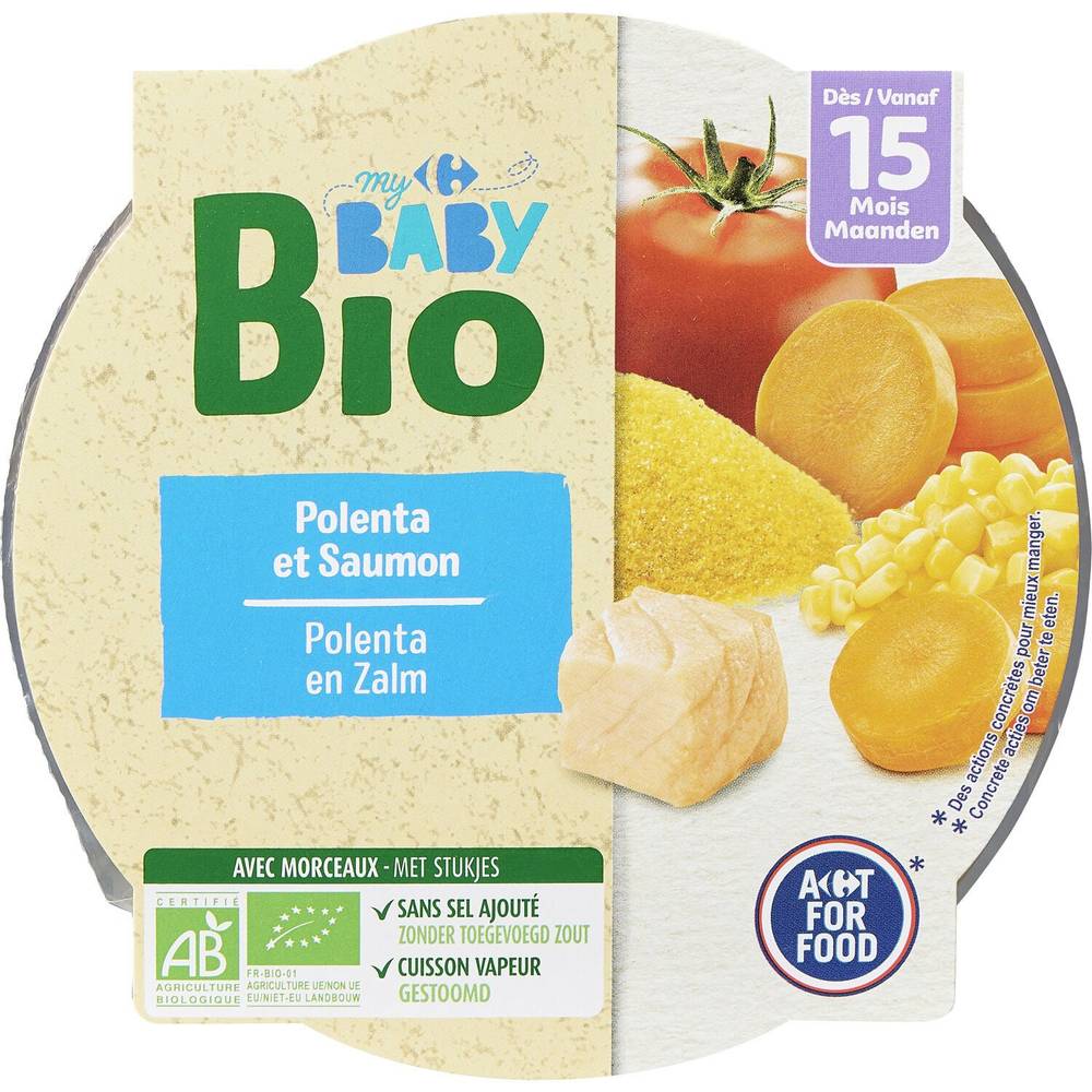 Carrefour Baby Bio - Plat bébé polenta saumon dès 15 mois (250g)
