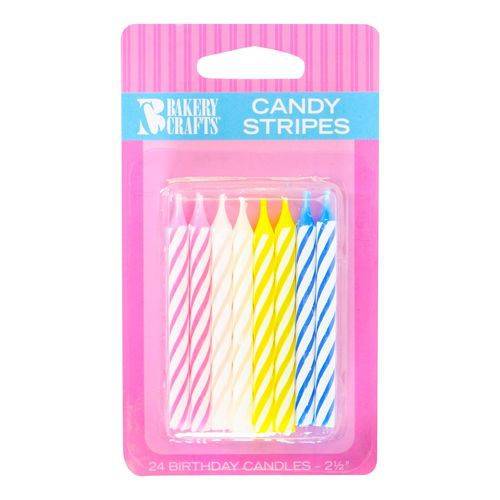Bakery Crafts Candy Stripes Birthday Candles (24 units)